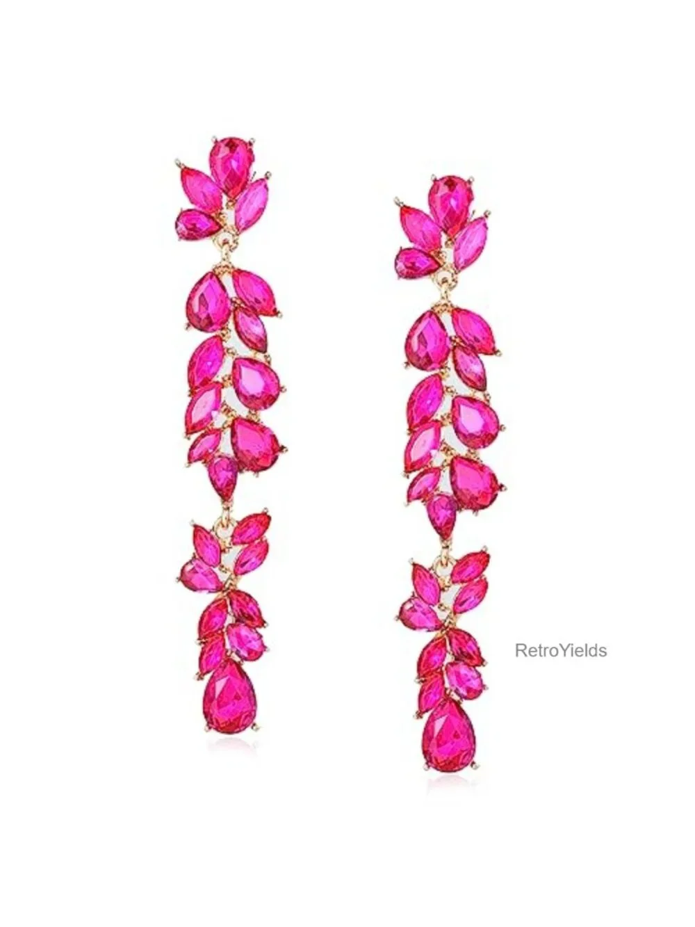 Rhinestone Dangle Earrings Long Teardrop Drop Earrings for Women Wedding Bridal